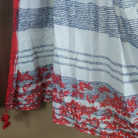 Never Worn Striped Lightweight Wrap Tassel Scarf - Picture 5 of 6